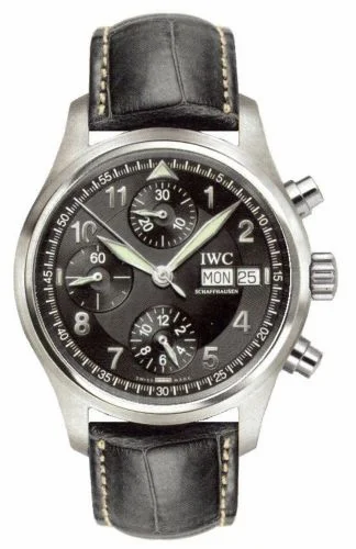IWC Pilot's Watch Spitfire Chronograph Stainless Steel / Black / German / Strap IW3706-11 (IW370611)